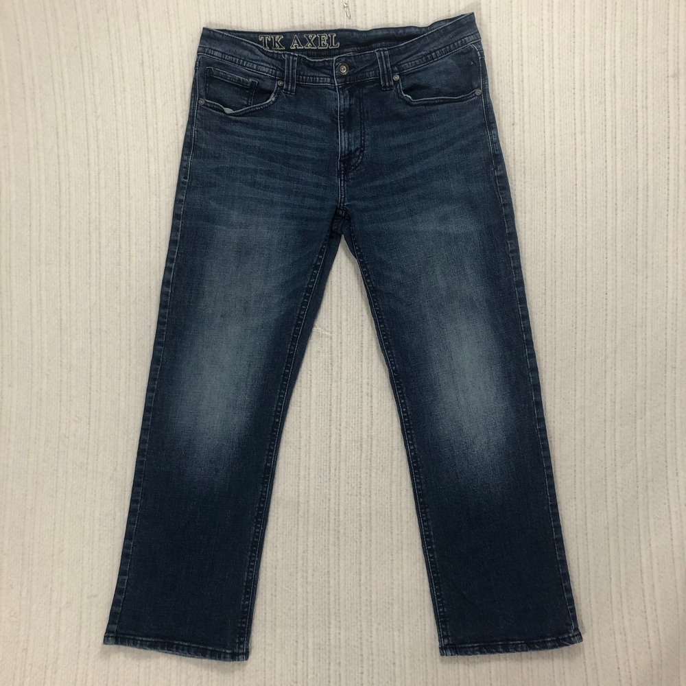 TK AXEL Jeans Mens 34x29 Blue Denim Pants Relaxed Straight Leg‎ Modern Fit